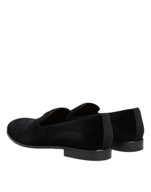 Schwarzer Samt Slip On Loafers Männer Formelle Schuhe