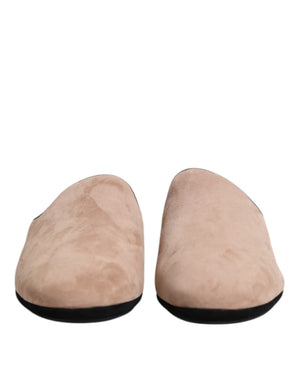 Beige Wildleder Rutschen Flache Slipper Schuhe