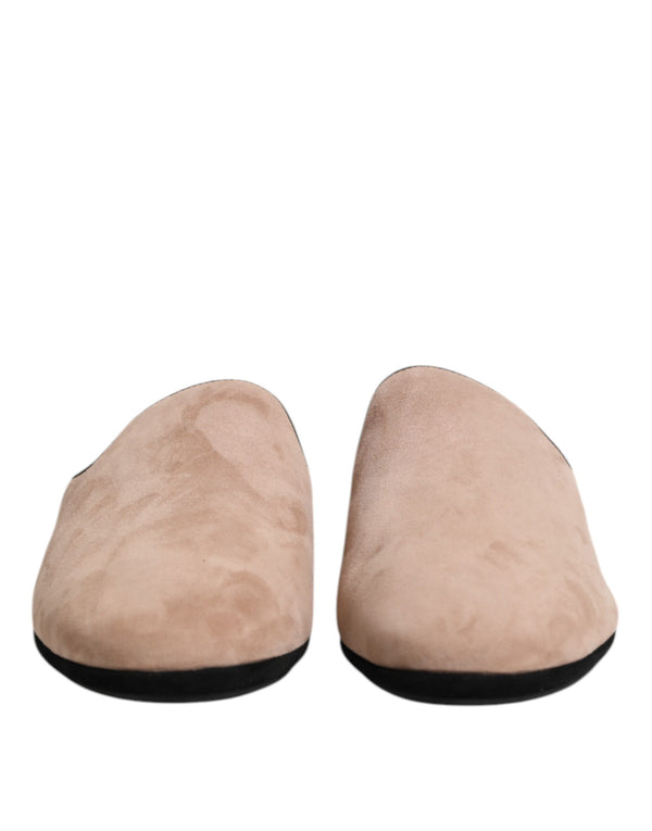 Beige Wildleder Rutschen Flache Slipper Schuhe