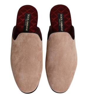 Beige Wildleder Rutschen Flache Slipper Schuhe