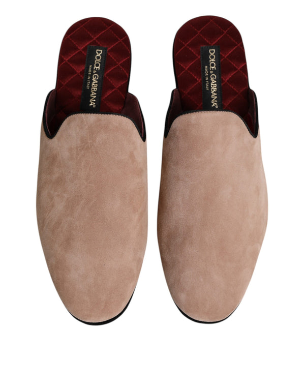 Beige Wildleder Rutschen Flache Slipper Schuhe