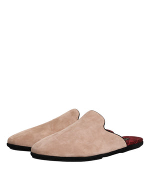 Beige Wildleder Rutschen Flache Slipper Schuhe