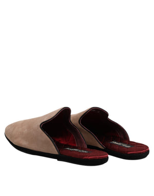 Beige Wildleder Rutschen Flache Slipper Schuhe