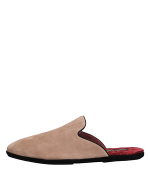 Beige Wildleder Rutschen Flache Slipper Schuhe