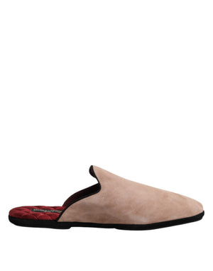 Beige Wildleder Rutschen Flache Slipper Schuhe