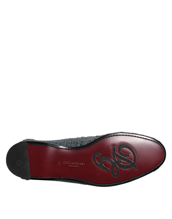 Blaue gewebte Raffia Slip On Loafers Schuhe