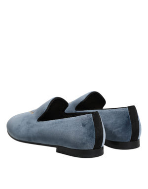 Blauer Samt DG Logo Loafers Formelle Schuhe