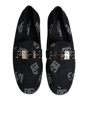 Blaue Logo-Baumwoll-Loafers Formelle Anzugschuhe