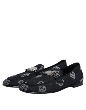 Blaue Logo-Baumwoll-Loafers Formelle Anzugschuhe