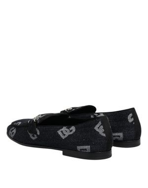 Blaue Logo-Baumwoll-Loafers Formelle Anzugschuhe