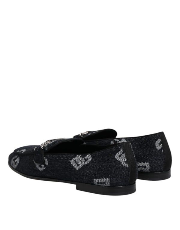 Blaue Logo-Baumwoll-Loafers Formelle Anzugschuhe