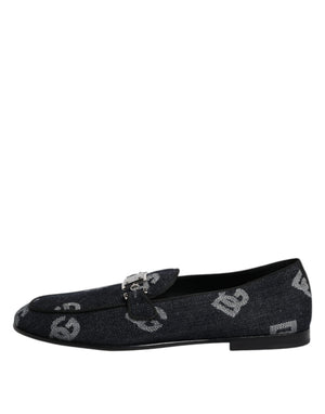 Blaue Logo-Baumwoll-Loafers Formelle Anzugschuhe