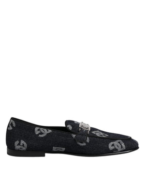 Blaue Logo-Baumwoll-Loafers Formelle Anzugschuhe