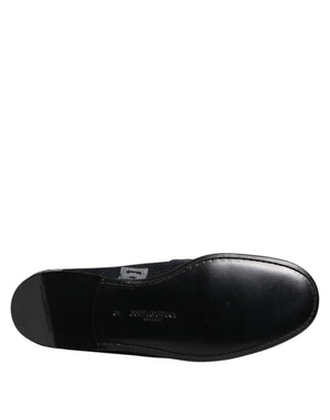 Blaue Logo-Baumwoll-Loafers Formelle Anzugschuhe