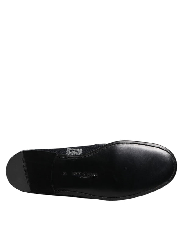 Blaue Logo-Baumwoll-Loafers Formelle Anzugschuhe