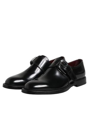 Schwarzes Leder Monk Strap Derby Formelle Schuhe