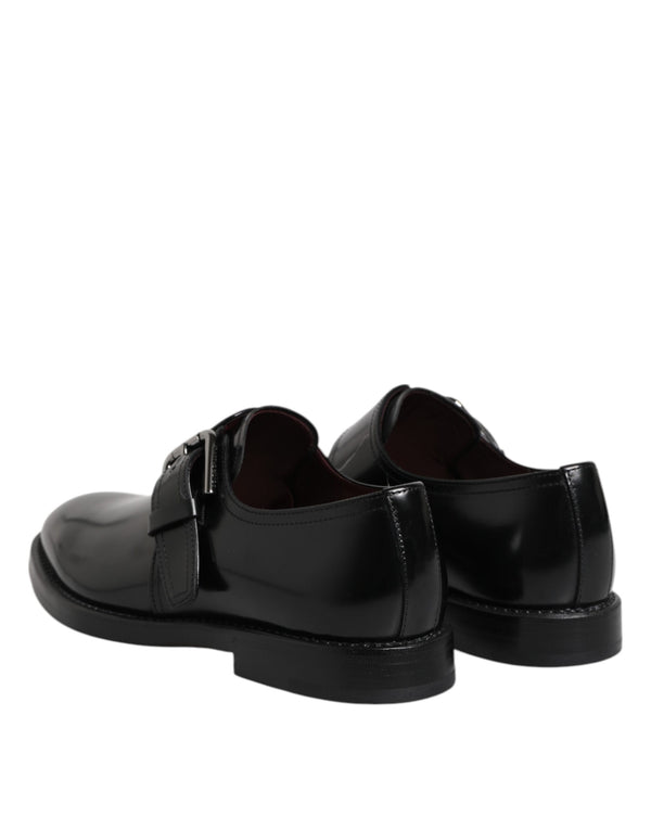 Schwarzes Leder Monk Strap Derby Formelle Schuhe