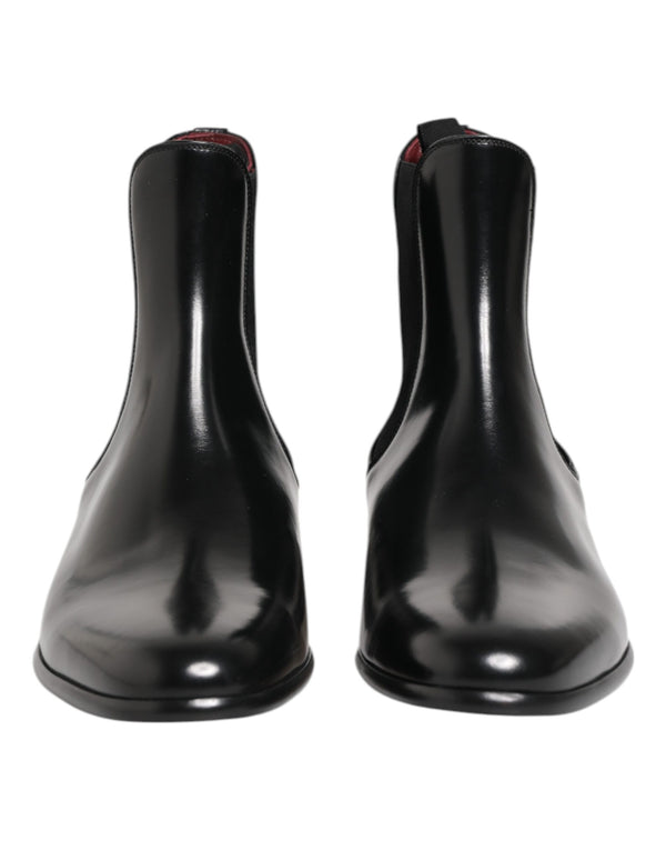 Schwarz Chelsea Slip On Mid Calf Stiefel Schuhe