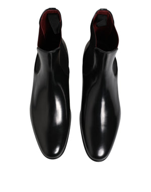 Schwarz Chelsea Slip On Mid Calf Stiefel Schuhe