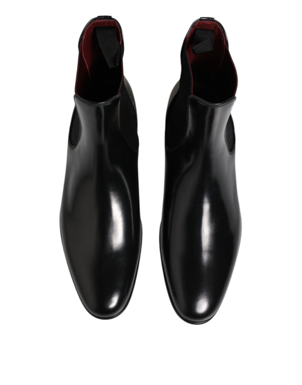 Schwarz Chelsea Slip On Mid Calf Stiefel Schuhe