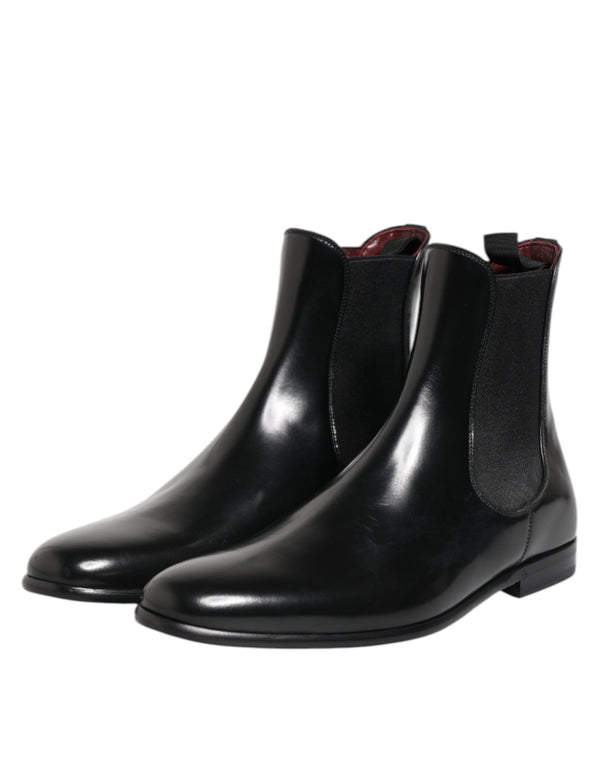 Schwarz Chelsea Slip On Mid Calf Stiefel Schuhe