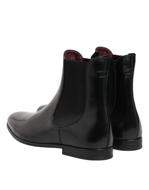 Schwarz Chelsea Slip On Mid Calf Stiefel Schuhe