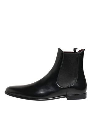 Schwarz Chelsea Slip On Mid Calf Stiefel Schuhe