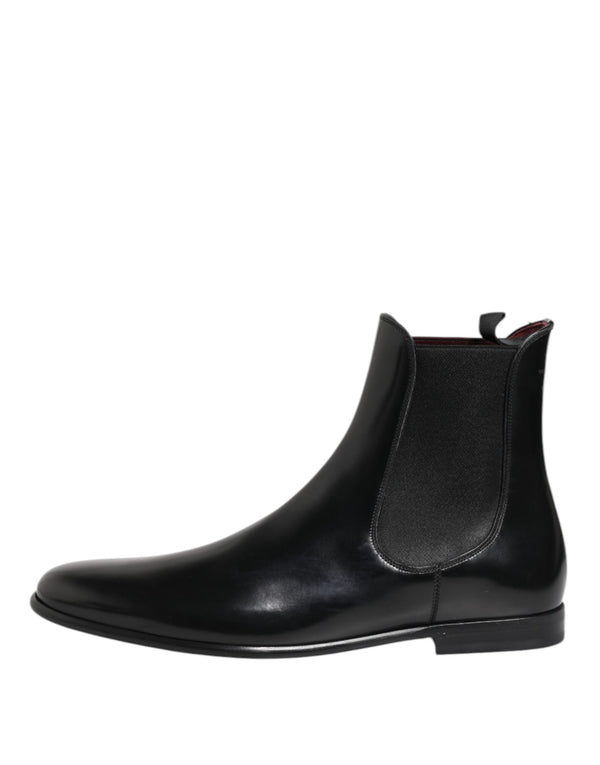 Schwarz Chelsea Slip On Mid Calf Stiefel Schuhe