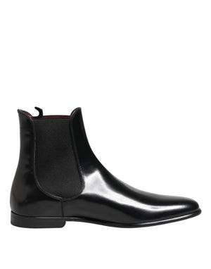 Schwarz Chelsea Slip On Mid Calf Stiefel Schuhe