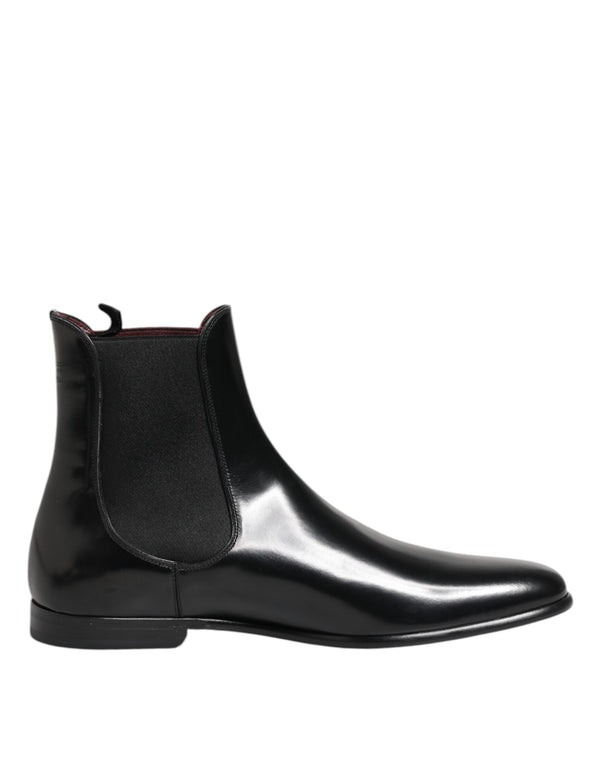 Schwarz Chelsea Slip On Mid Calf Stiefel Schuhe