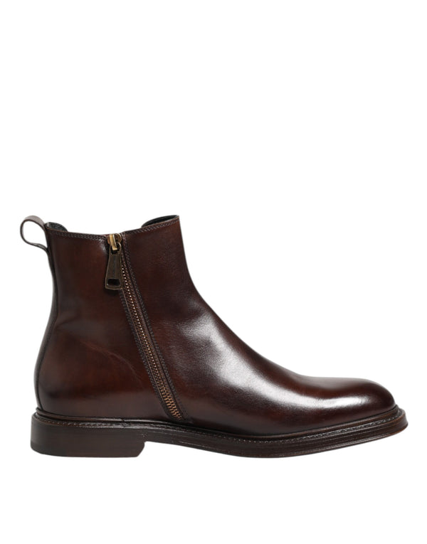 Braun Chelsea Leder Mid Calf Stiefel Schuhe