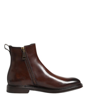 Braun Chelsea Leder Mid Calf Stiefel Schuhe