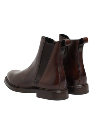 Braun Chelsea Leder Mid Calf Stiefel Schuhe