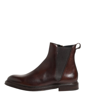 Braun Chelsea Leder Mid Calf Stiefel Schuhe