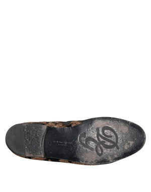 Schwarz Floral Stickerei Männer Loafers Schuhe