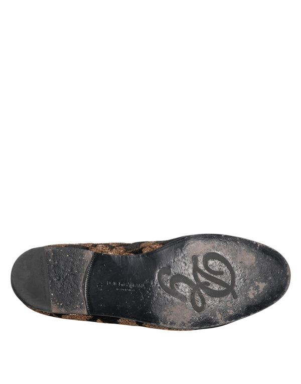 Schwarz Floral Stickerei Männer Loafers Schuhe