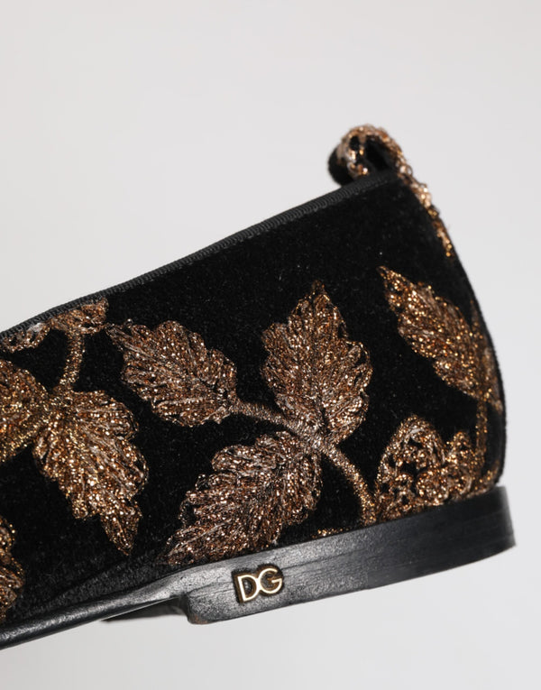 Schwarz Floral Stickerei Männer Loafers Schuhe