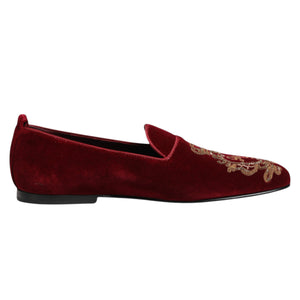 Red Velvet Gold Crown Herren Loafers Schuhe