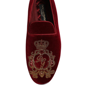 Red Velvet Gold Crown Herren Loafers Schuhe