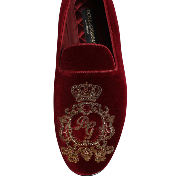 Red Velvet Gold Crown Herren Loafers Schuhe