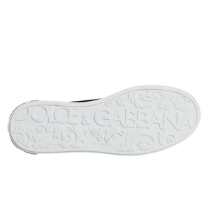 Schwarzes Kalbsleder Portofino Sneakers Schuhe