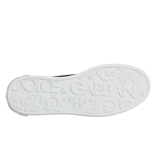 Schwarzes Kalbsleder Portofino Sneakers Schuhe
