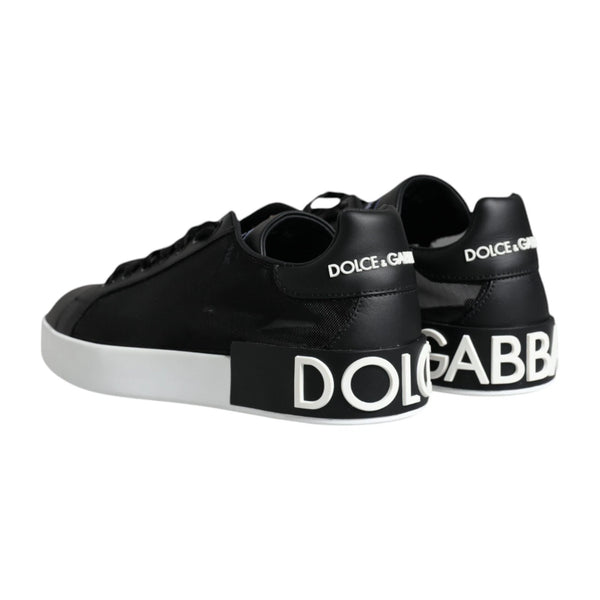 Schwarzes Kalbsleder Portofino Sneakers Schuhe