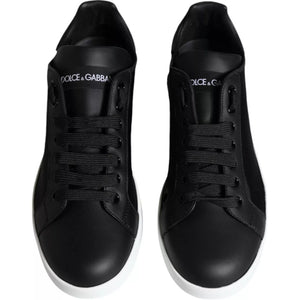 Schwarzes Kalbsleder Portofino Sneakers Schuhe
