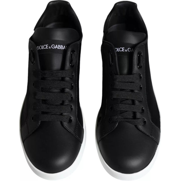 Schwarzes Kalbsleder Portofino Sneakers Schuhe