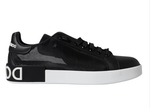 Schwarzes Kalbsleder Portofino Sneakers Schuhe