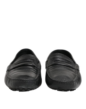 Schwarzes Leder Slip On Mokassin Loafer Schuhe