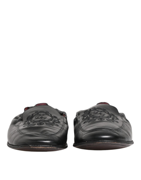 Schwarzes Leder Slip On Männer flache Loafers Schuhe