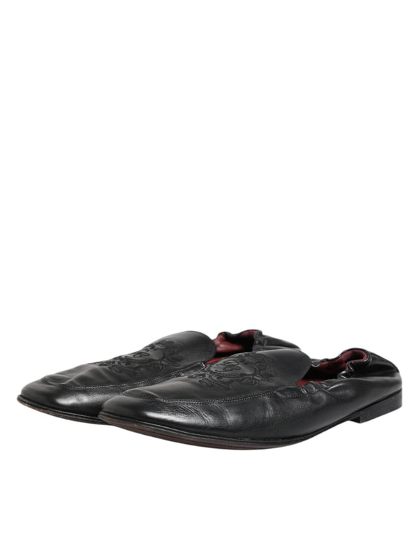 Schwarzes Leder Slip On Männer flache Loafers Schuhe