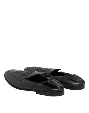 Schwarzes Leder Slip On Männer flache Loafers Schuhe